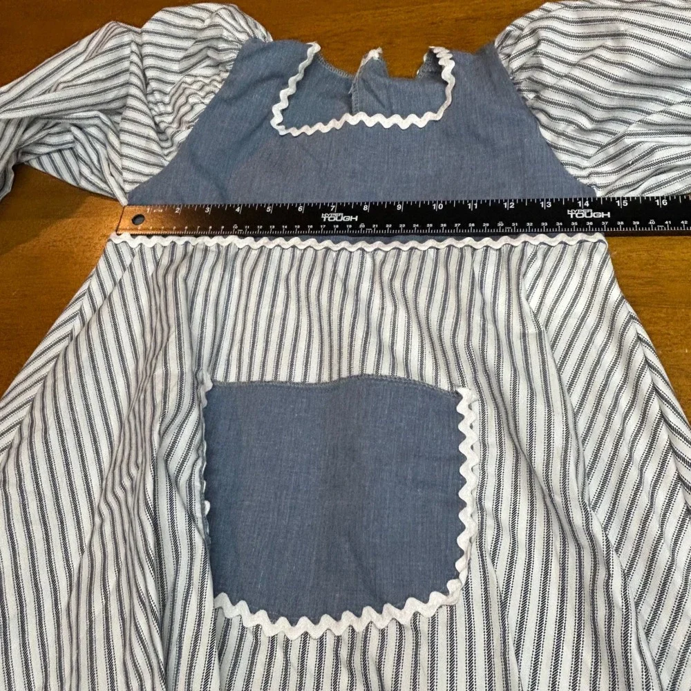 Art Stone Tunic Bloomers Set Girls Large Child Blue White Good Cottagecore